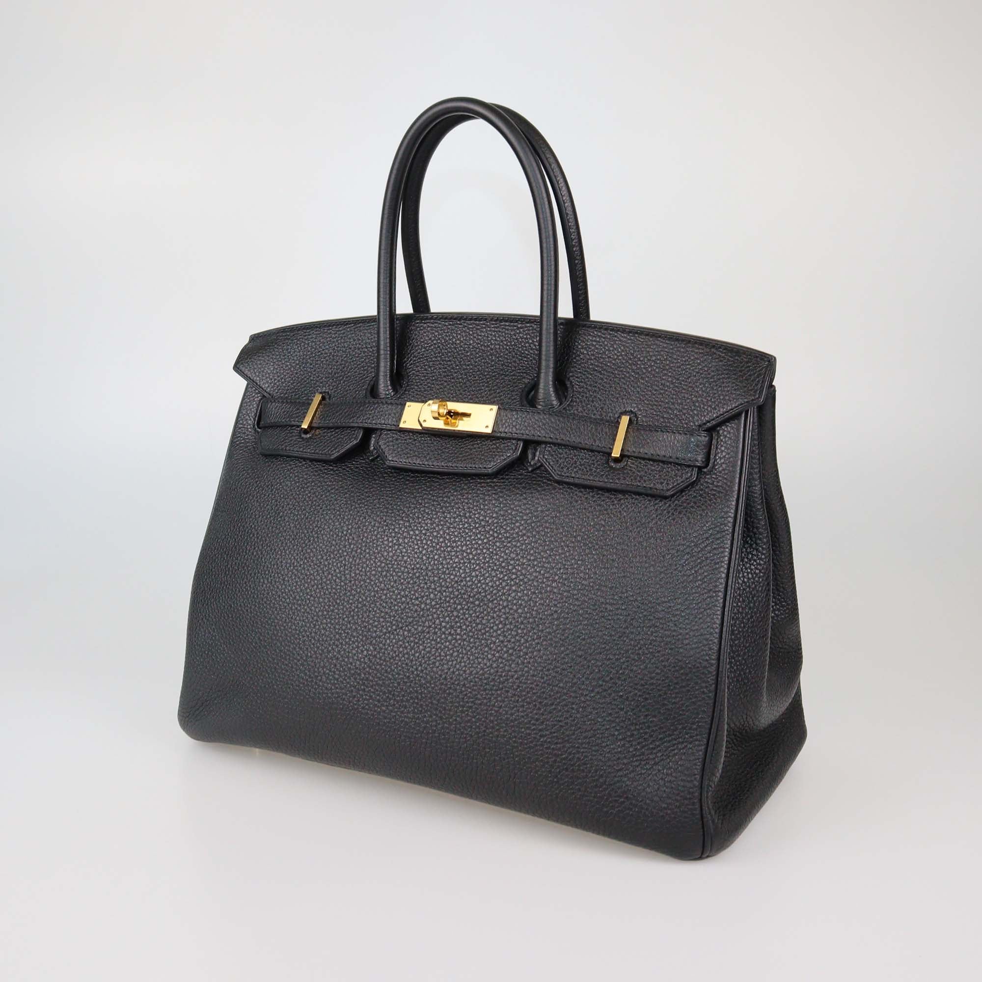 Hermes Black Togo Leather Retourne Gold Hardware Birkin 35 Bag