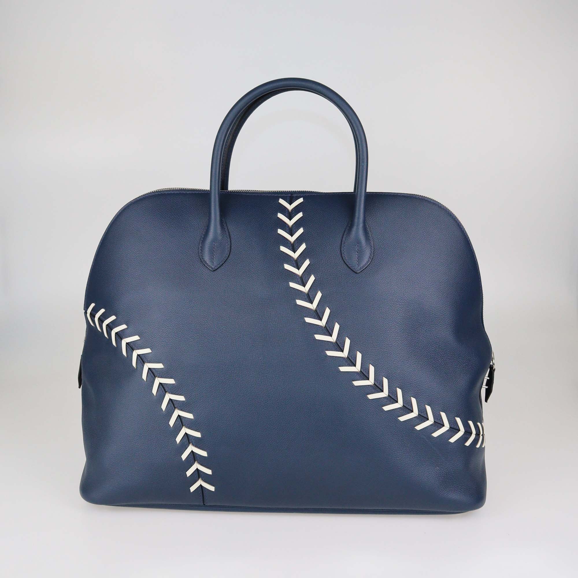 Hermes Bleu de Malte Evercolor Leather Baseball Bolide 45 Bag
