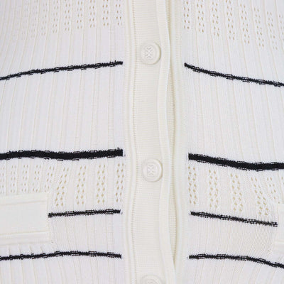 Sandro Cream/Black Blend Viscose Knitted Striped Maxi Dress