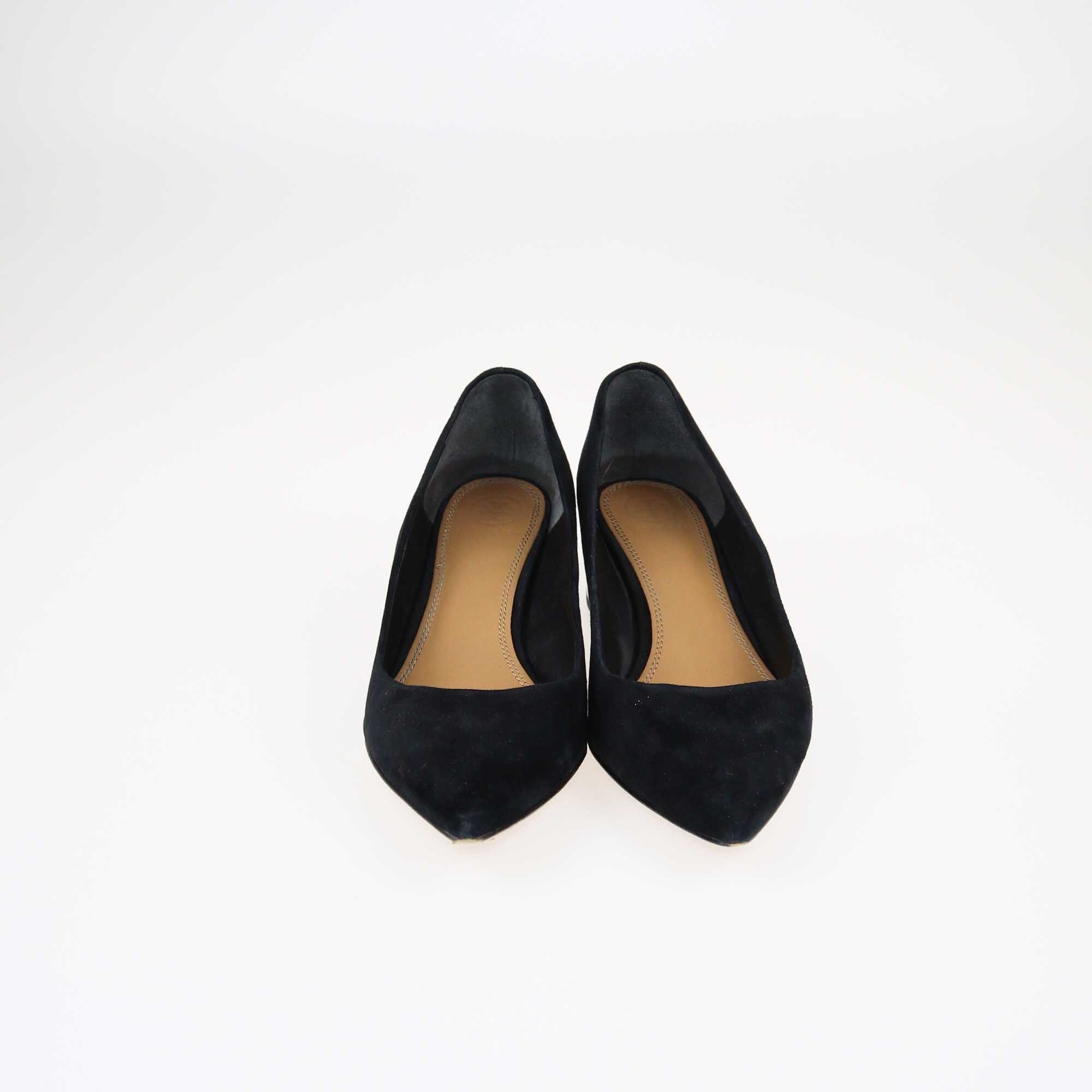 Tory Burch Black Olimpia Pointed Toe Block Heel Pumps Shoes Tory Burch 