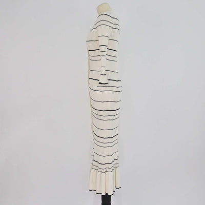 Sandro Cream/Black Blend Viscose Knitted Striped Maxi Dress