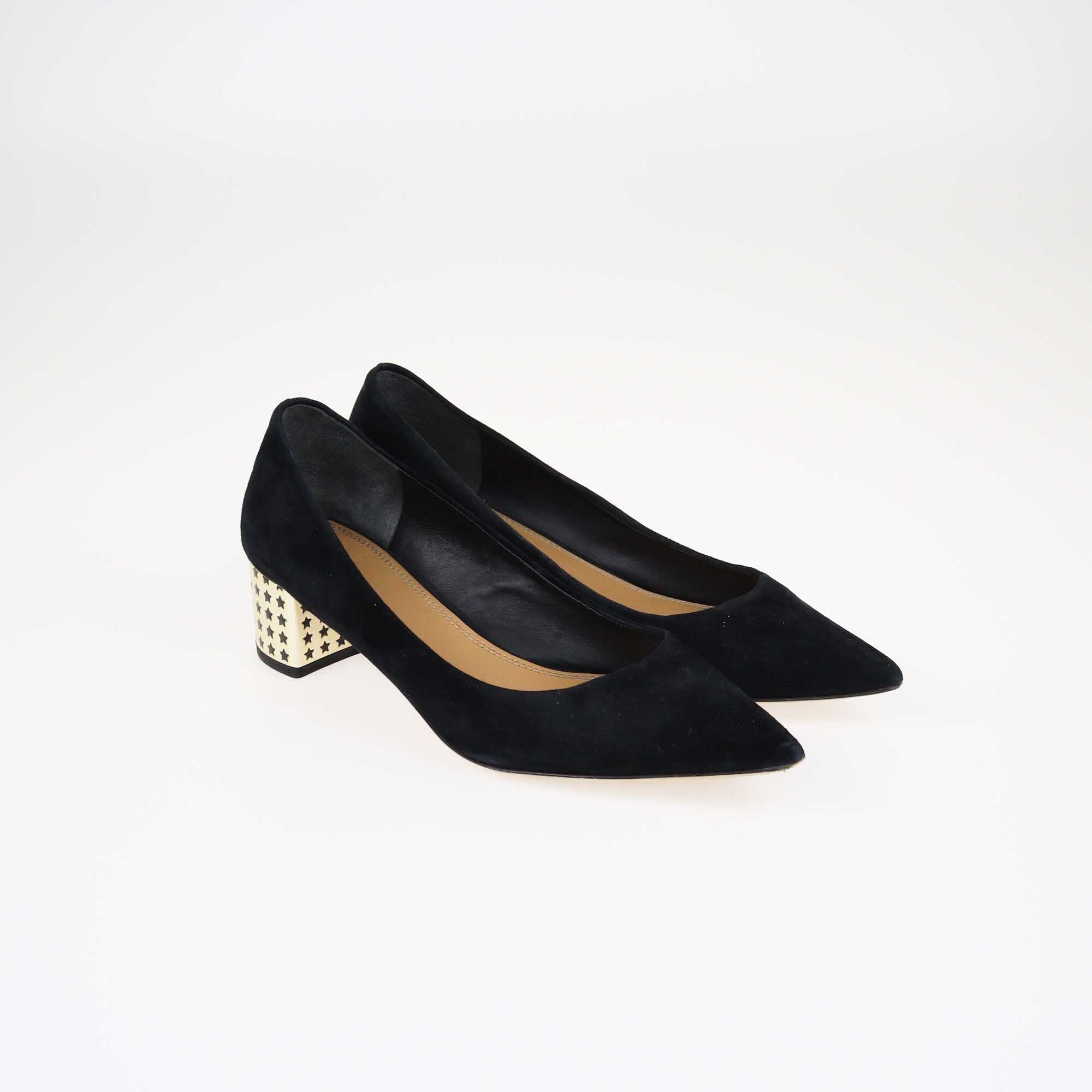 Tory Burch Black Olimpia Pointed Toe Block Heel Pumps Shoes Tory Burch 