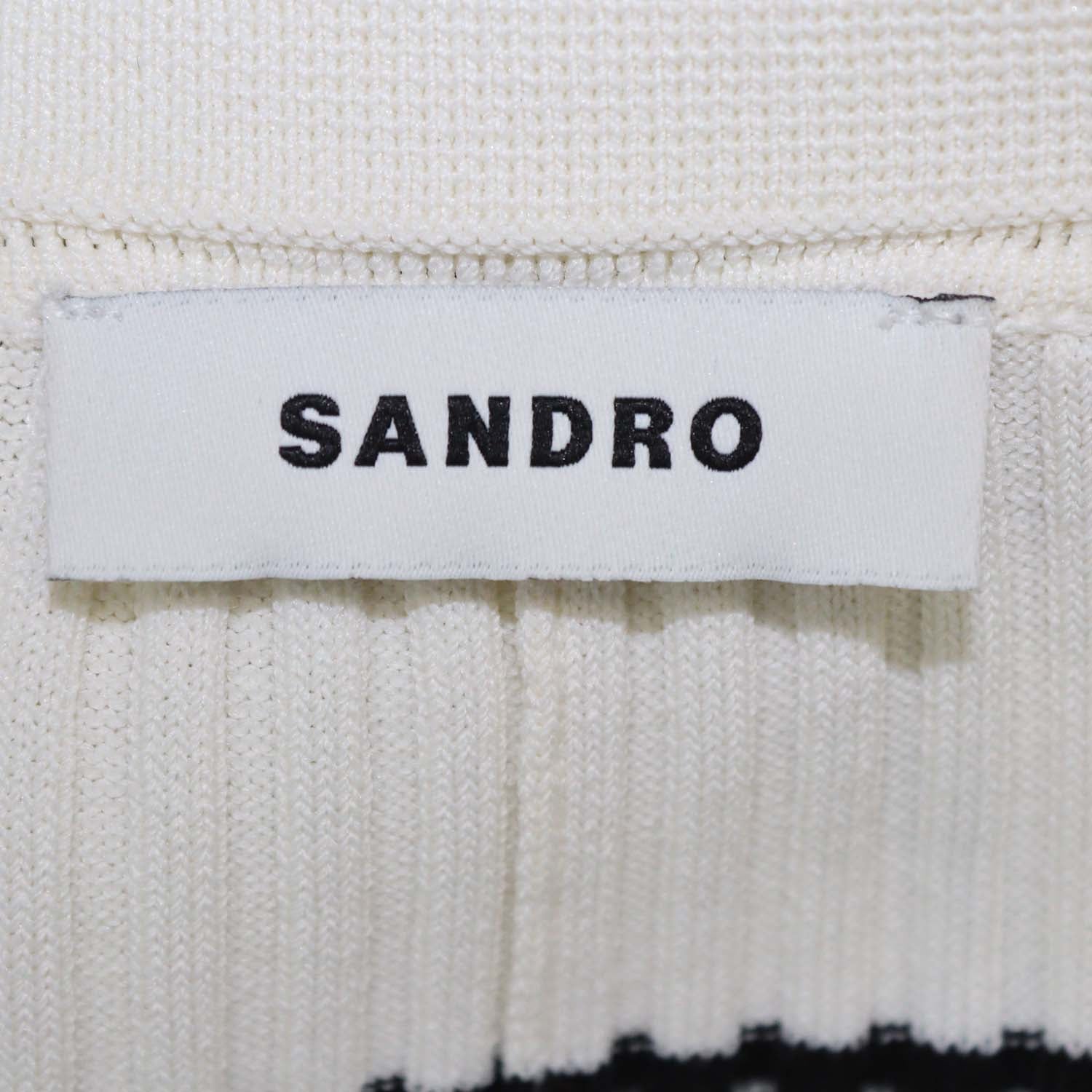 Sandro Cream/Black Blend Viscose Knitted Striped Maxi Dress