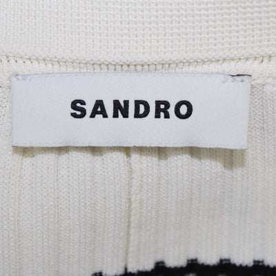 Sandro Cream/Black Blend Viscose Knitted Striped Maxi Dress