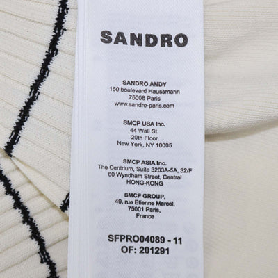 Sandro Cream/Black Blend Viscose Knitted Striped Maxi Dress