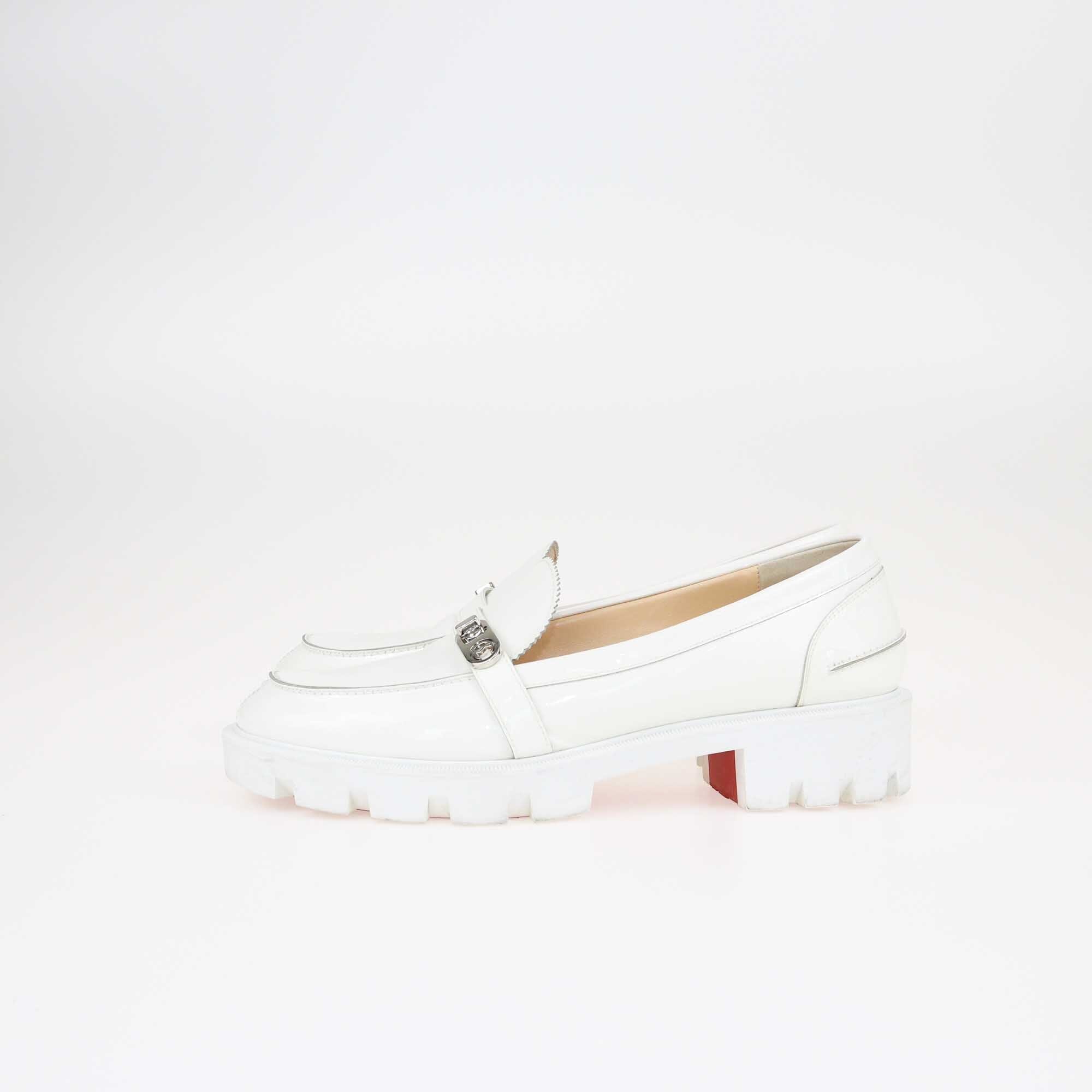 Christian Louboutin White Lock Woody Loafers Shoes Christian Louboutin 