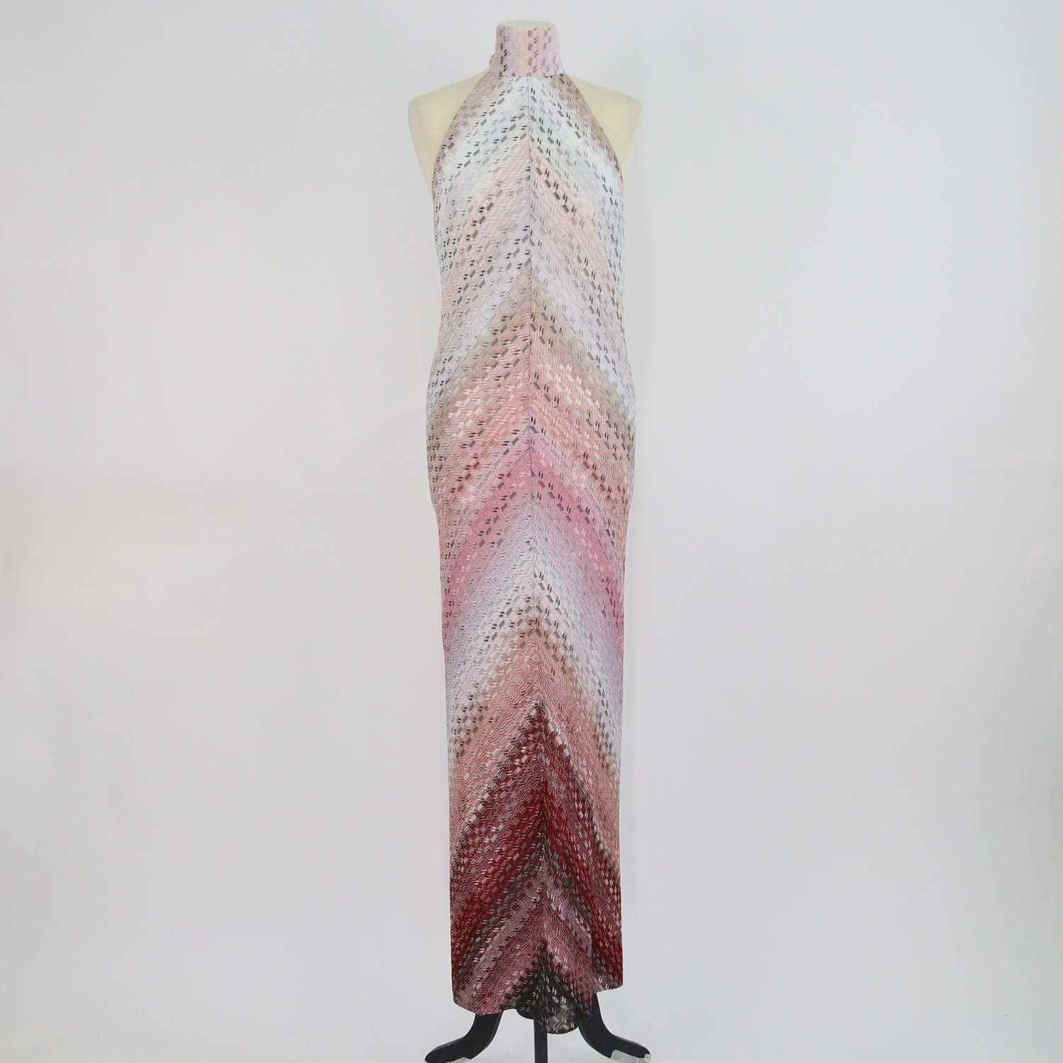 Missoni Metallic Multicolor Blend Viscose Halter Neck Maxi Dress