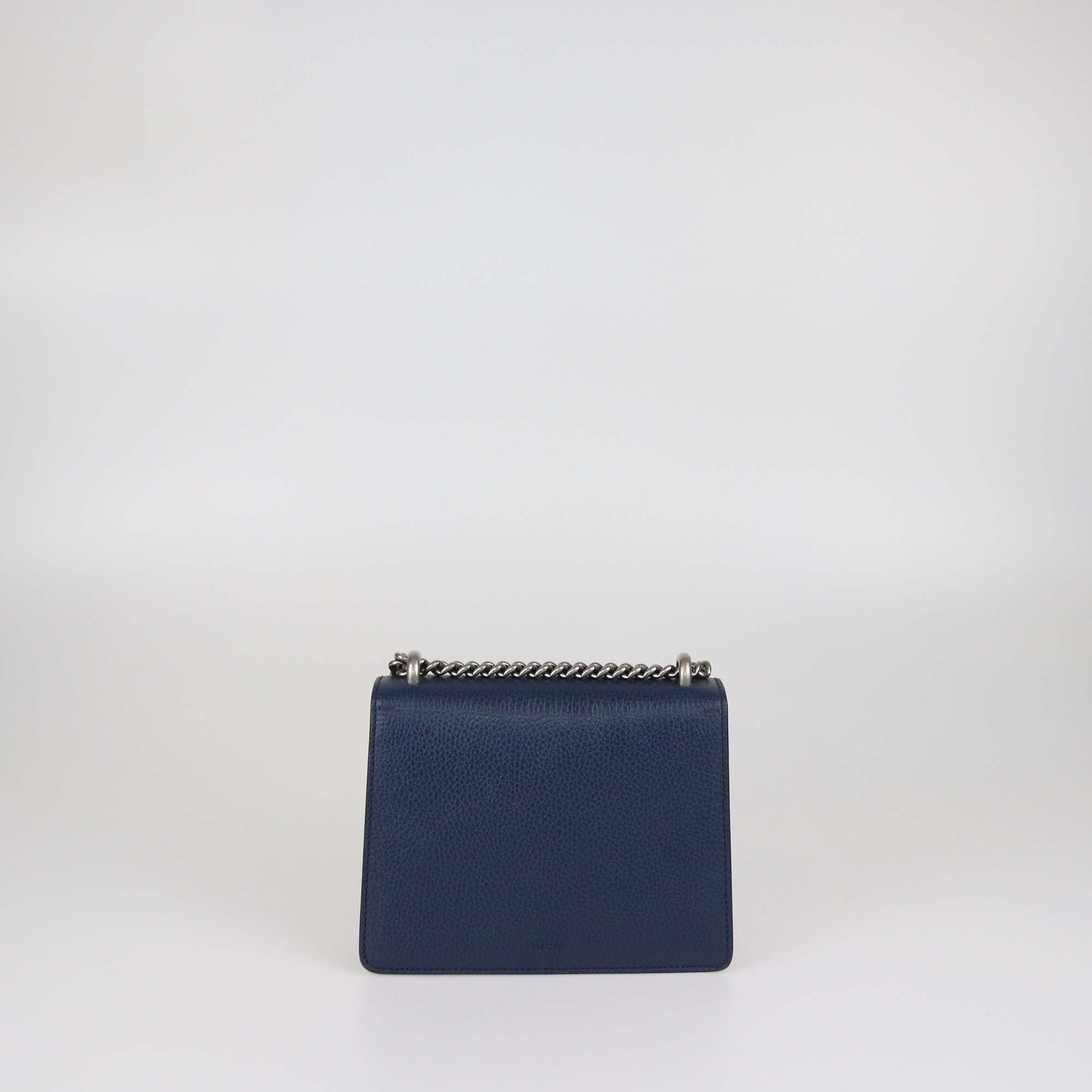 Gucci Navy Blue Leather Mini Crystal Dionysus Shoulder Bag