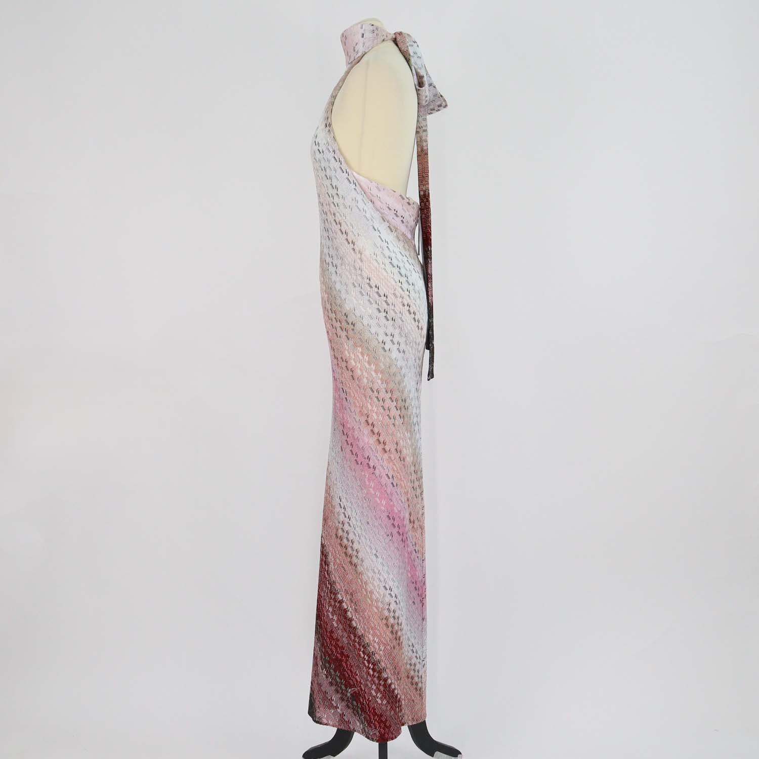 Missoni Metallic Multicolor Blend Viscose Halter Neck Maxi Dress