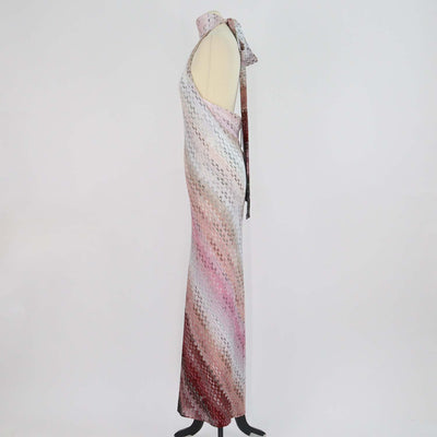 Missoni Metallic Multicolor Blend Viscose Halter Neck Maxi Dress