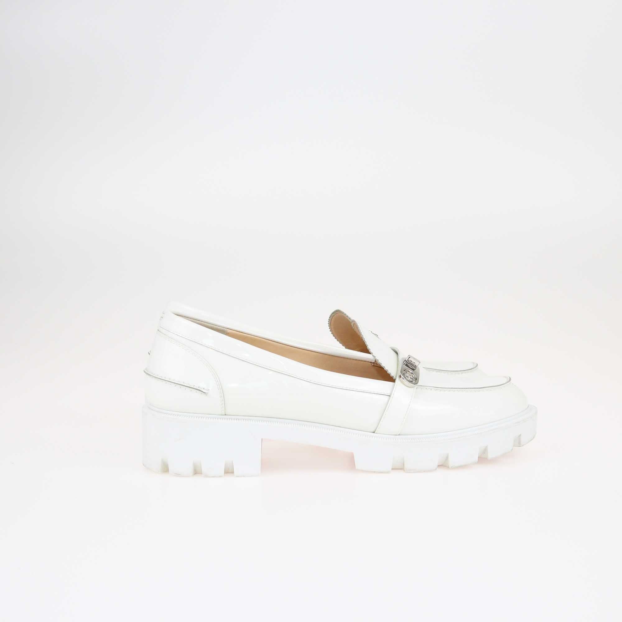 Christian Louboutin White Lock Woody Loafers Shoes Christian Louboutin 