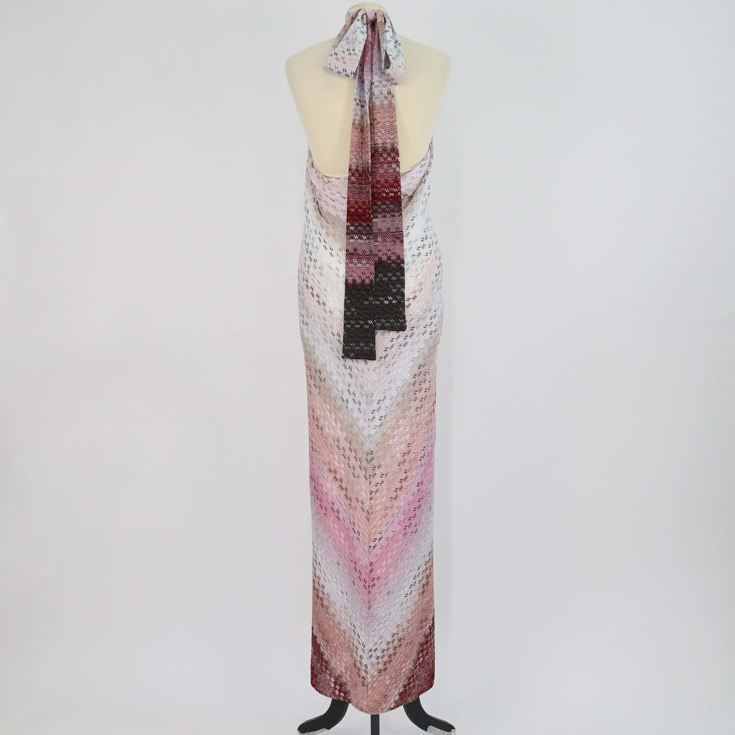 Missoni Metallic Multicolor Blend Viscose Halter Neck Maxi Dress