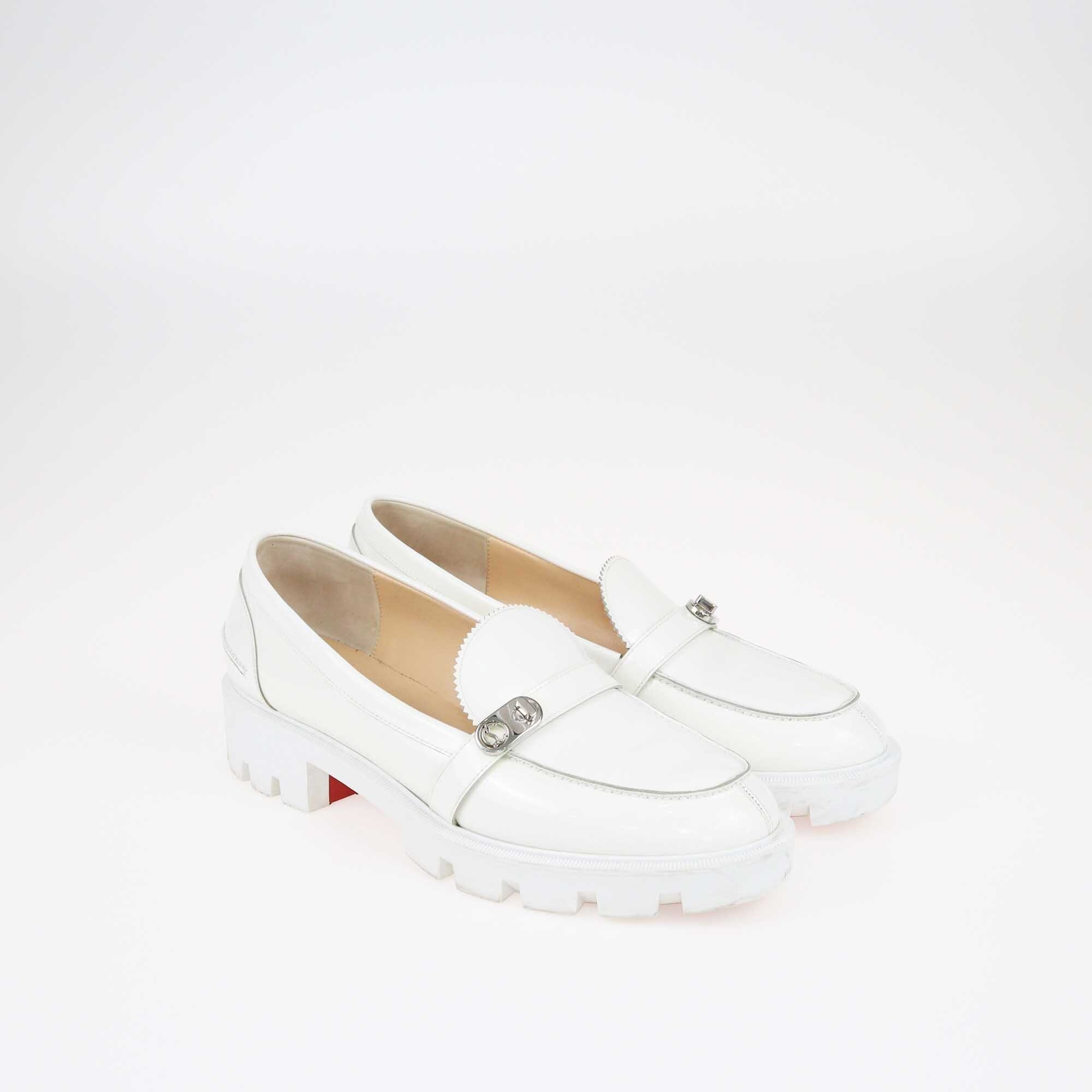 Christian Louboutin White Lock Woody Loafers Shoes Christian Louboutin 