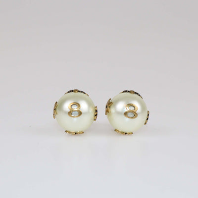 Christian Dior Tribales Aged Gold Tone Crystal Faux Pearl Asymmetric Earrings Womens Christian Dior 