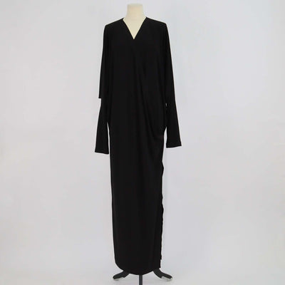 Norma Kamali Black Jersey Long Sleeve Long Dress
