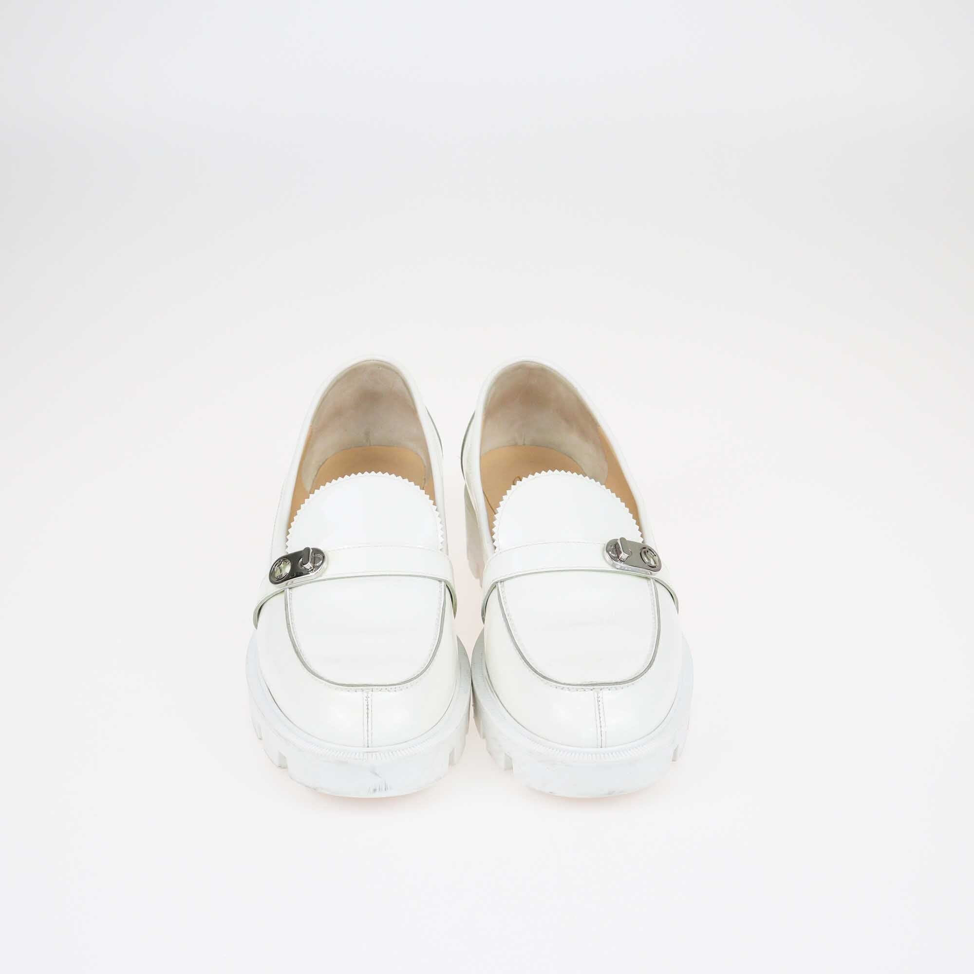 Christian Louboutin White Lock Woody Loafers Shoes Christian Louboutin 