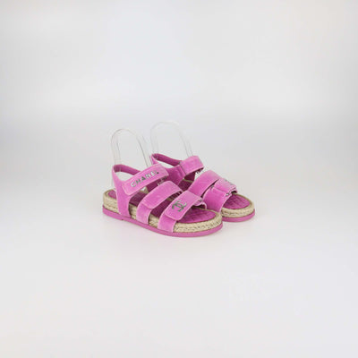 Chanel Pink Velvet CC Espadrilles Sandals