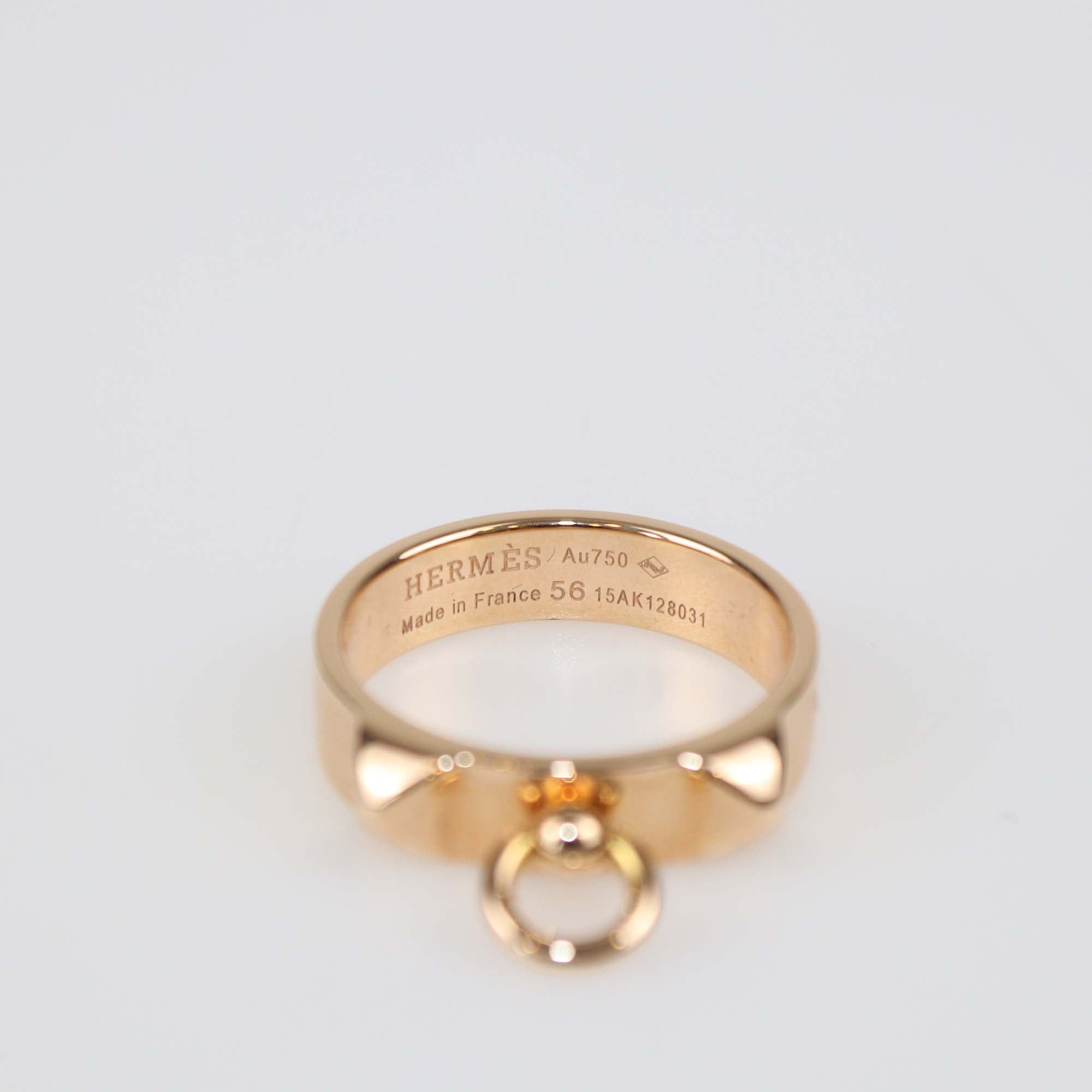 Hermes 18K Rose Gold Collier De Chein Small Model Band Ring
