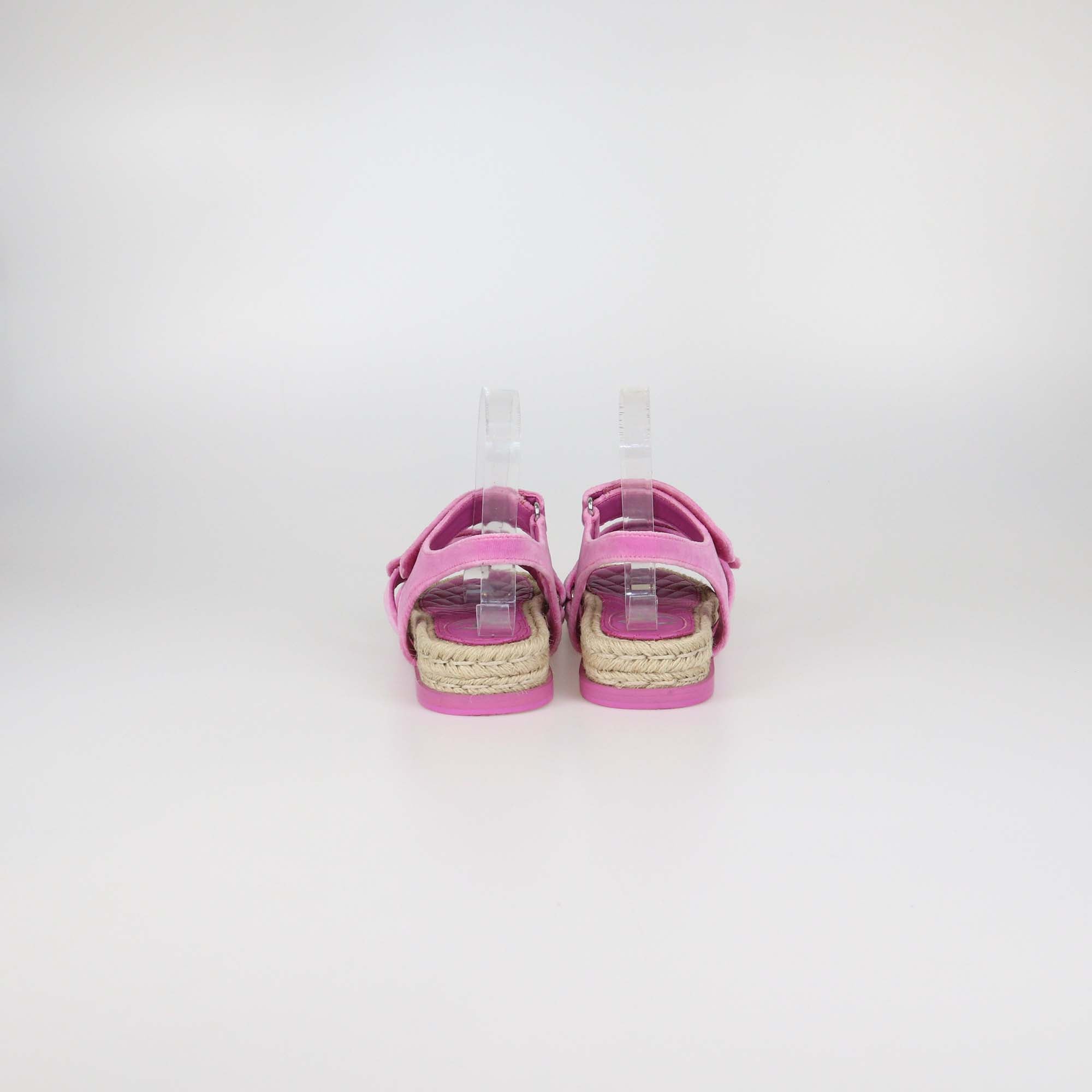 Chanel Pink Velvet CC Espadrilles Sandals