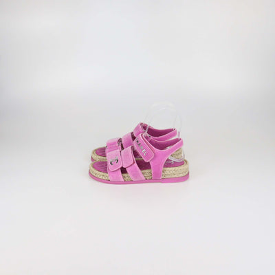Chanel Pink Velvet CC Espadrilles Sandals