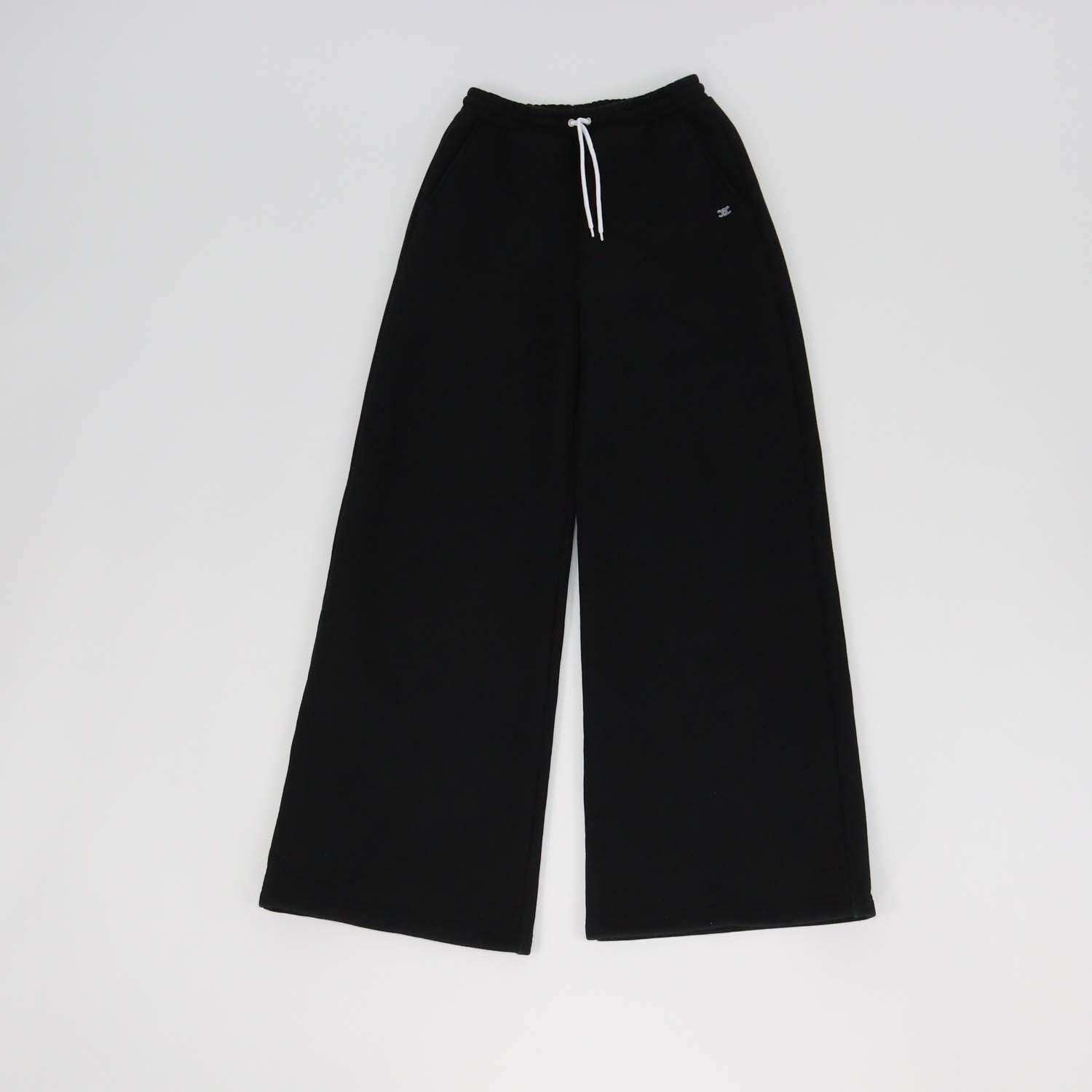 Celine Black Cotton Drawstring Flared Sweatpants
