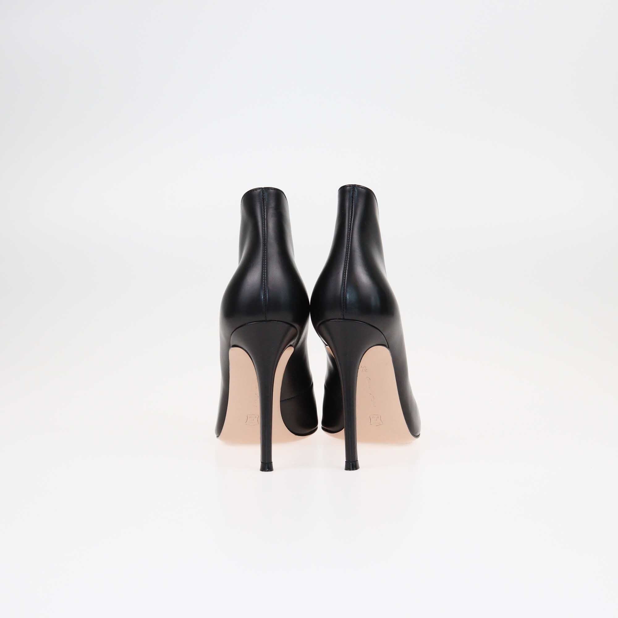 Gianvito Rossi Black Vamp V Cut Peep Toe Booties