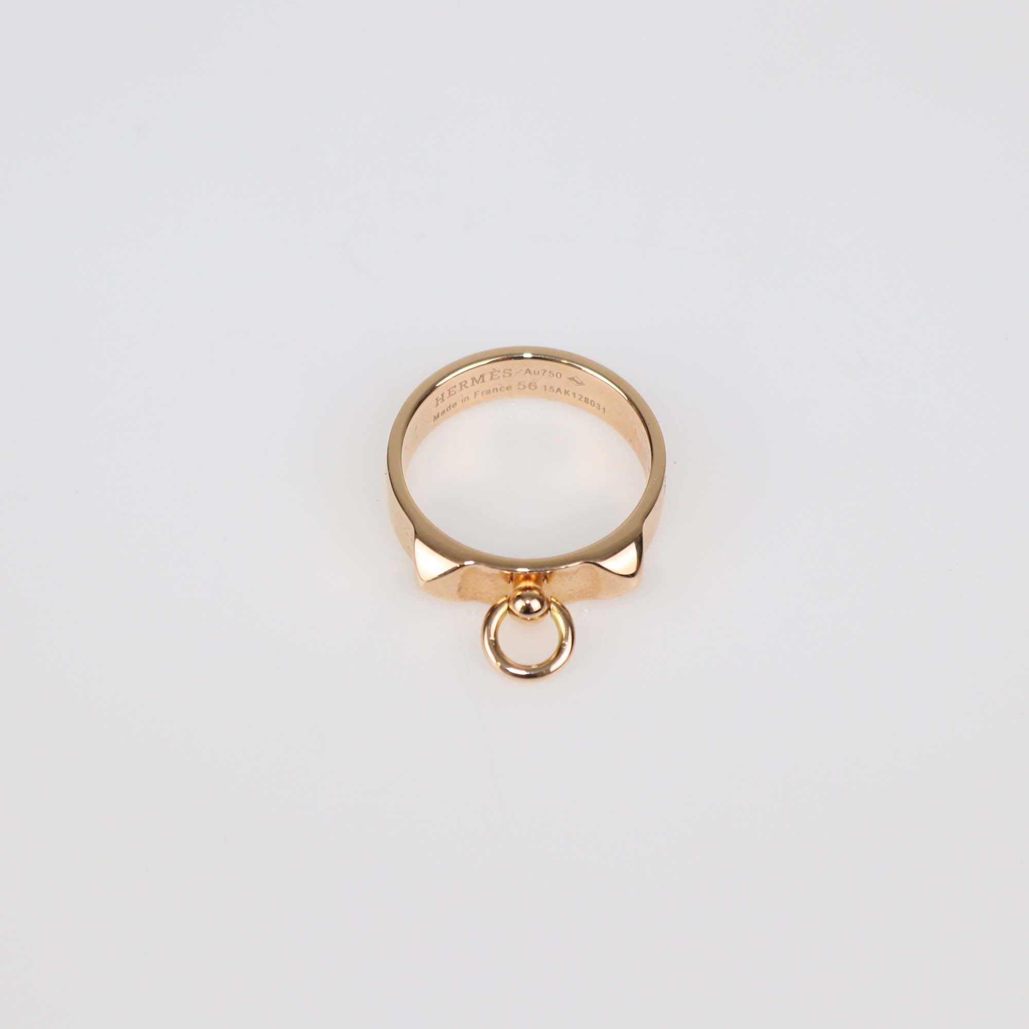 Hermes 18K Rose Gold Collier De Chein Small Model Band Ring