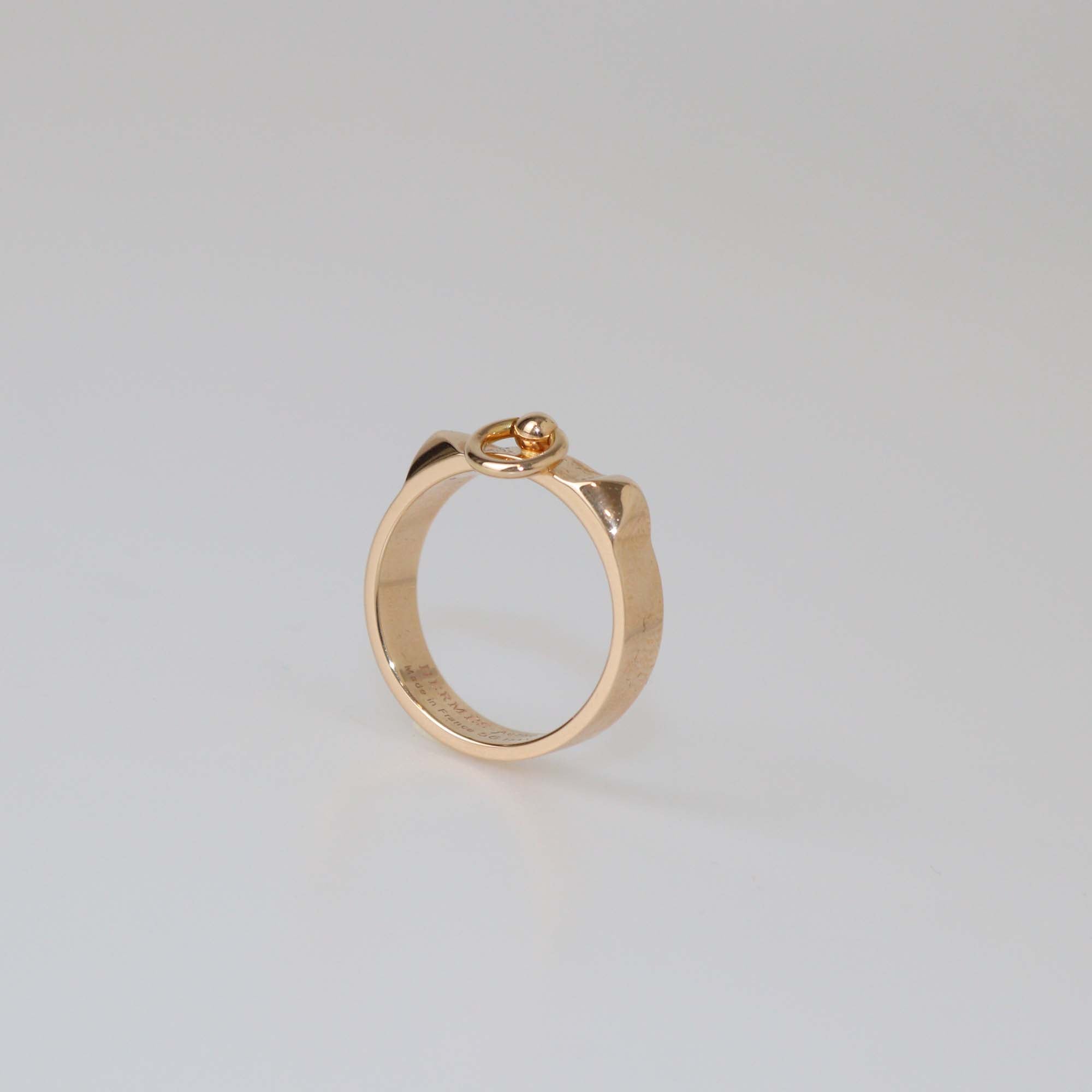 Hermes 18K Rose Gold Collier De Chein Small Model Band Ring