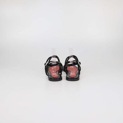 Kenzo Black/Red Leather Strappy Flat Sandals