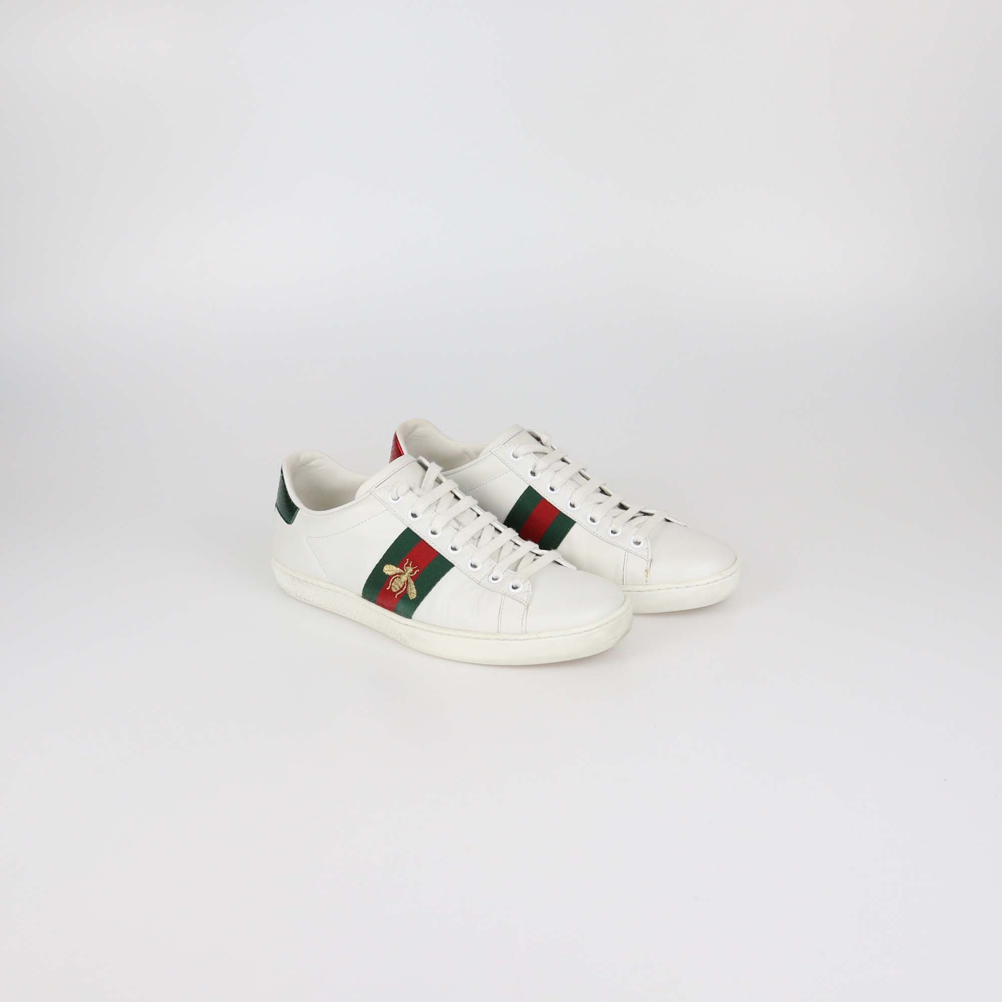 Gucci White Leather Ace Bee Low Top Sneakers