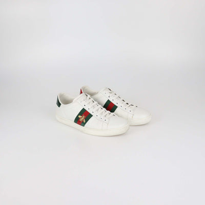 Gucci White Leather Ace Bee Low Top Sneakers