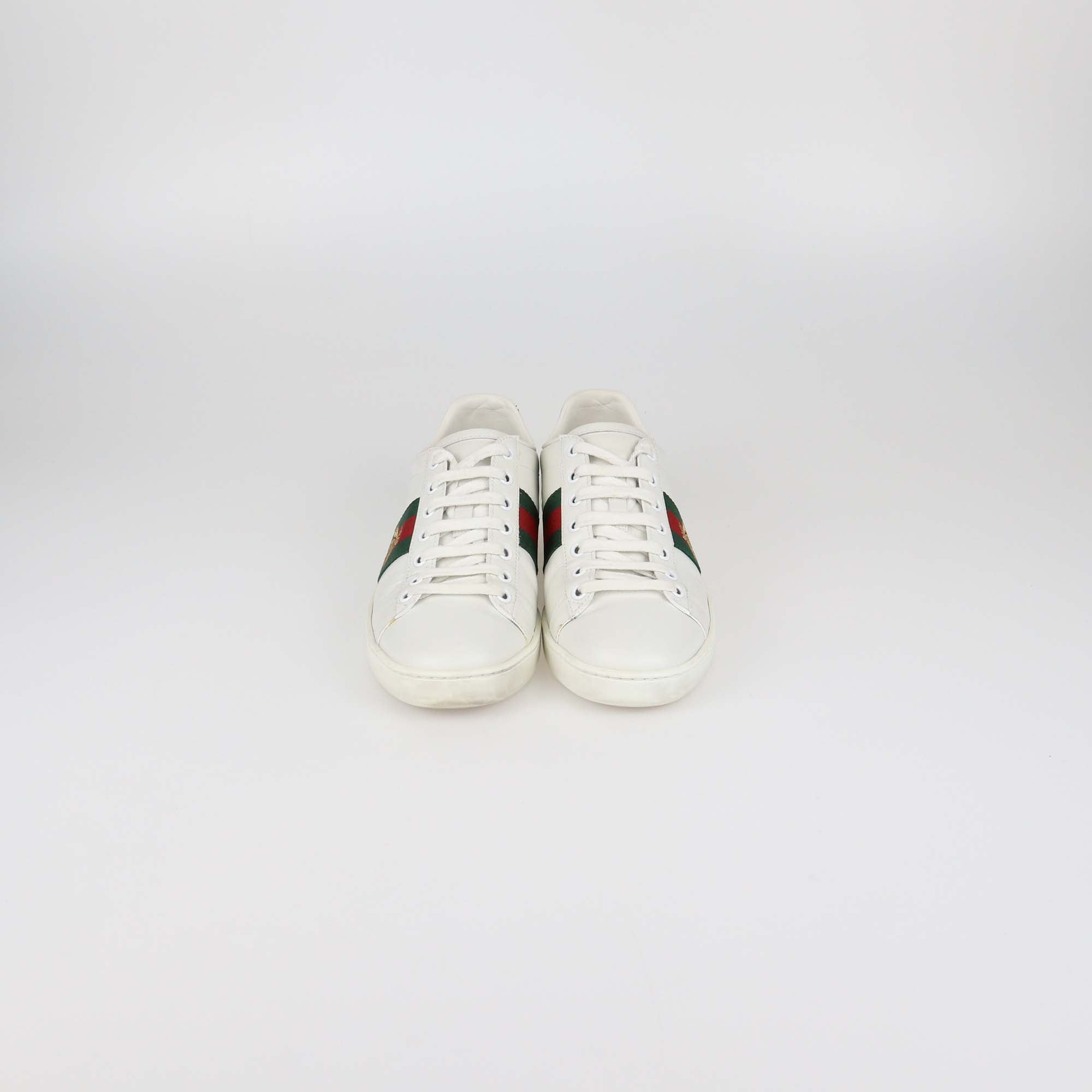Gucci White Leather Ace Bee Low Top Sneakers