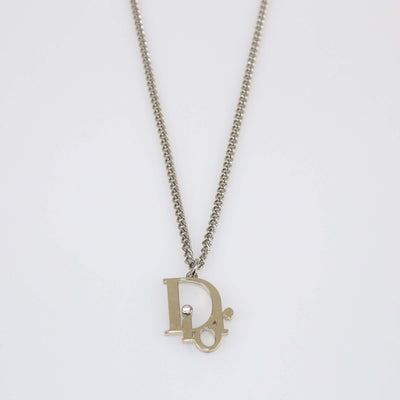 Christian Dior Two-Tone Crystal Oblique Pendant Necklace Mens Christian Dior 