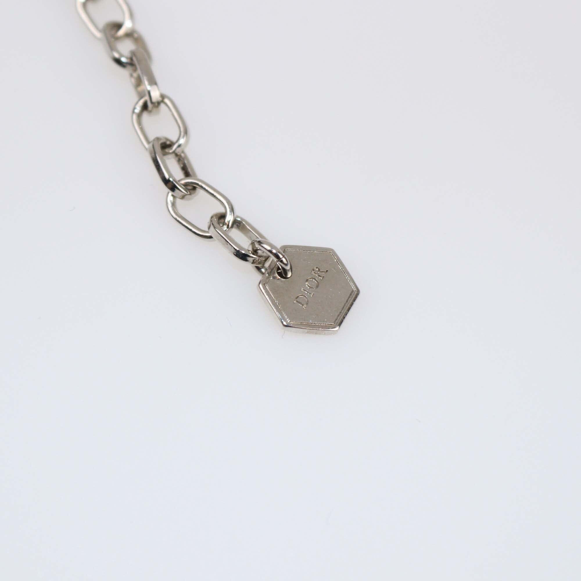 Christian Dior Two-Tone Crystal Oblique Pendant Necklace Mens Christian Dior 