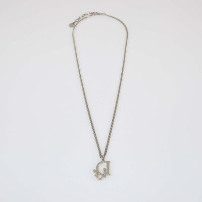 Christian Dior Two-Tone Crystal Oblique Pendant Necklace Mens Christian Dior 