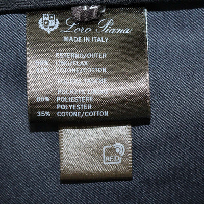Loro Piana Navy Blue Linen and Cotton Cale Trousers