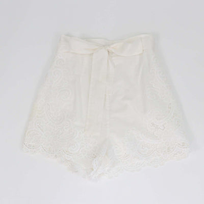 Zimmermann White Cotton Lace Embroidered Mini Short