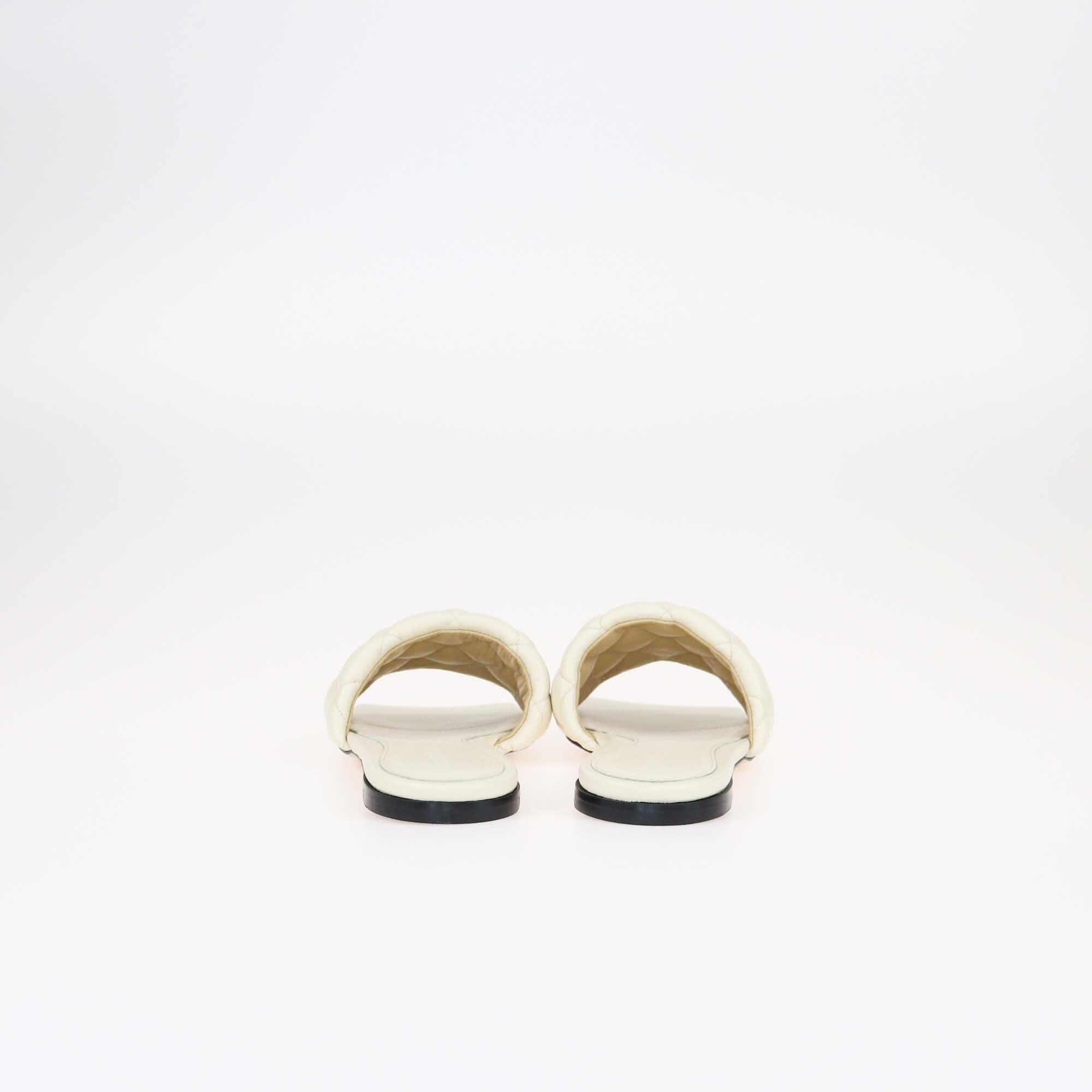 Bottega Veneta Sea Salt Padded Matelasse Flat Slides Shoes Bottega Veneta 