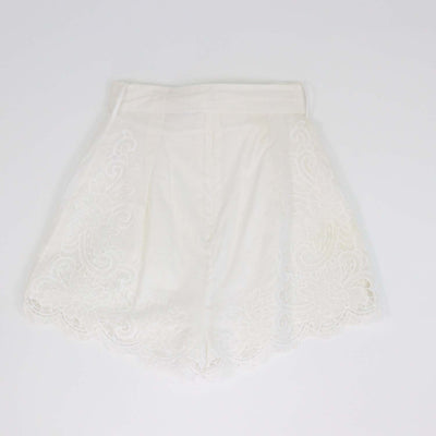 Zimmermann White Cotton Lace Embroidered Mini Short