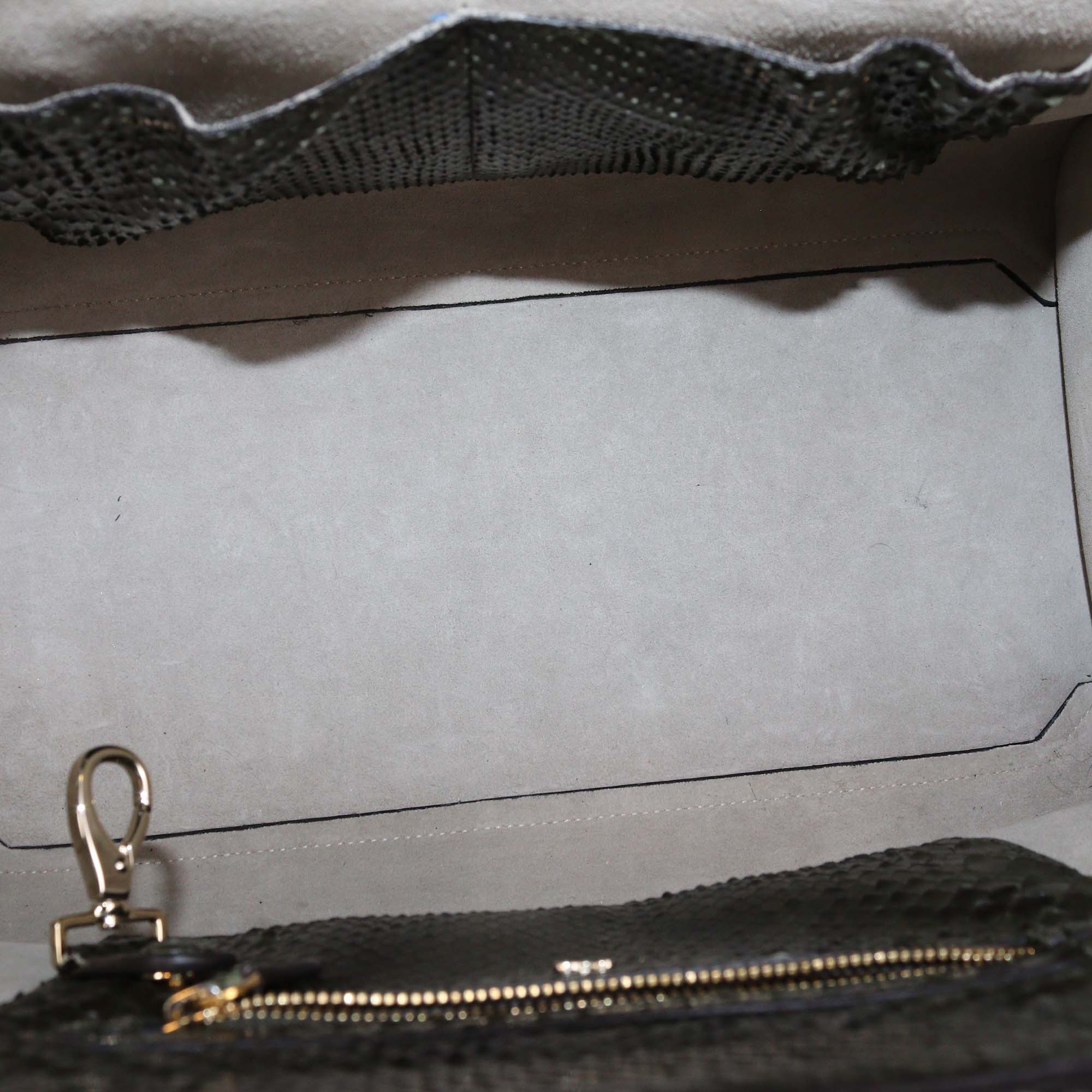 Anya Hindmarch Olive Green Python Exit Epshon Top Handle Bag