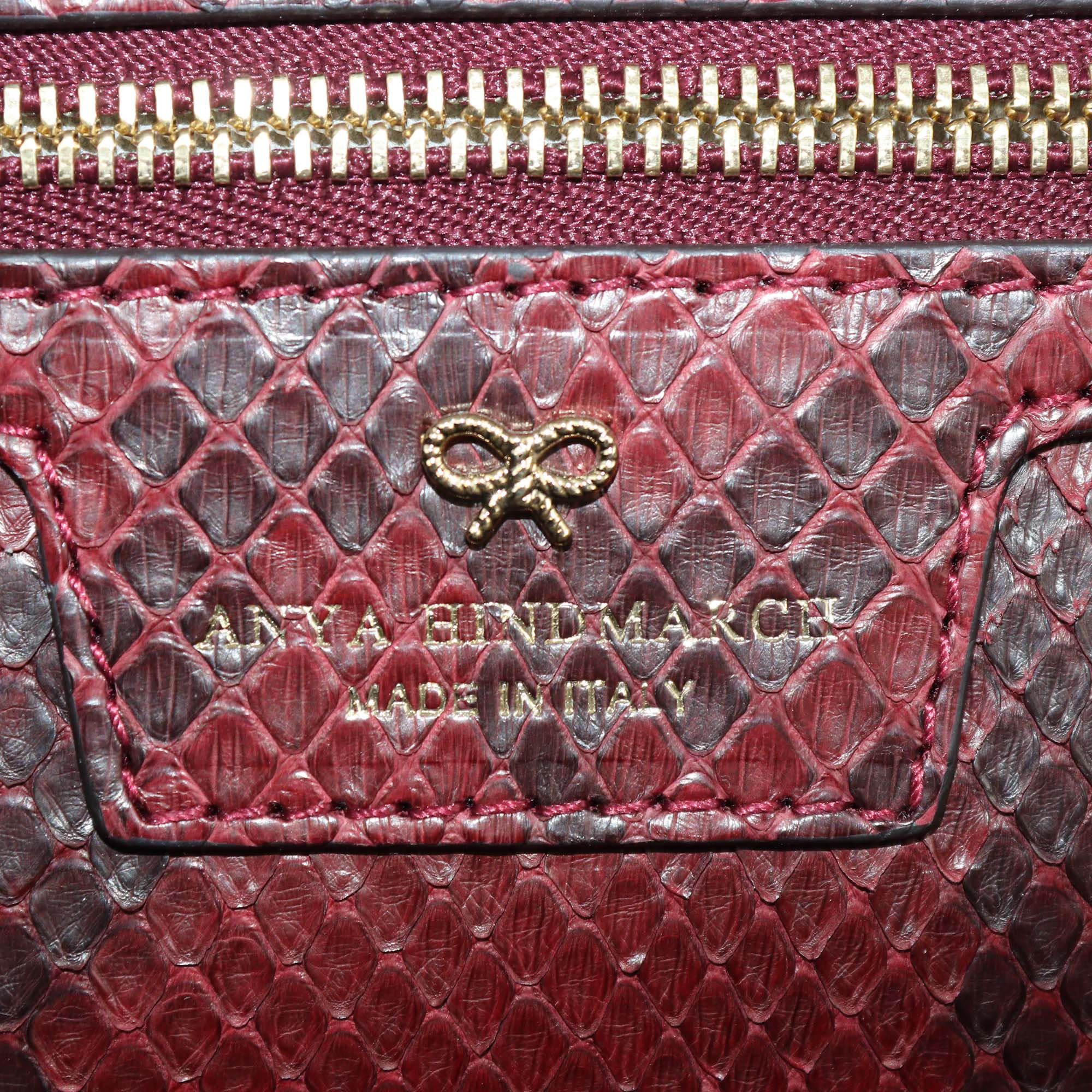 Anya Hindmarch Red Python Stop Epshon Top Handle Bag