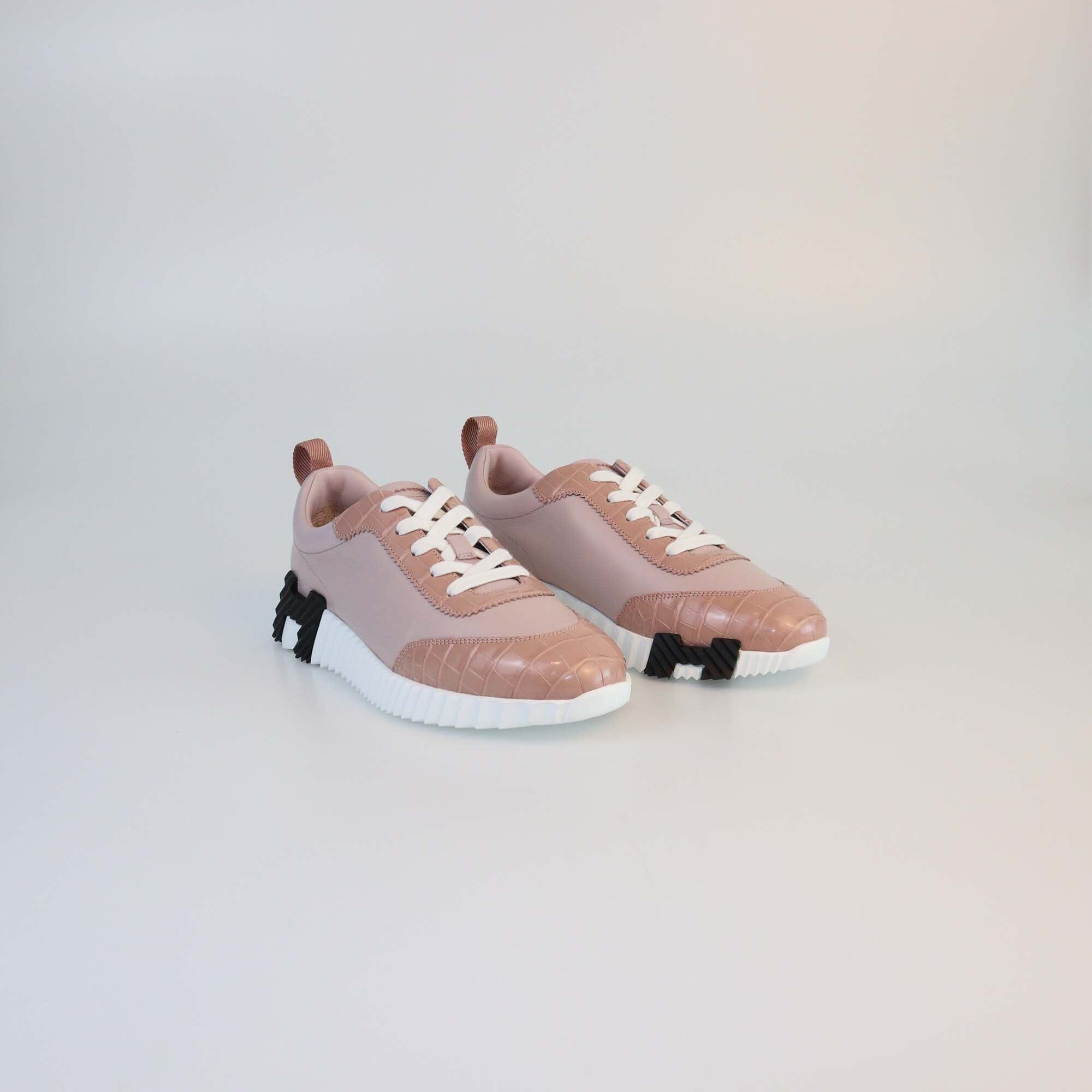 Hermes Rose Porche Alligator Bouncing Sneaker Womens Hermes 