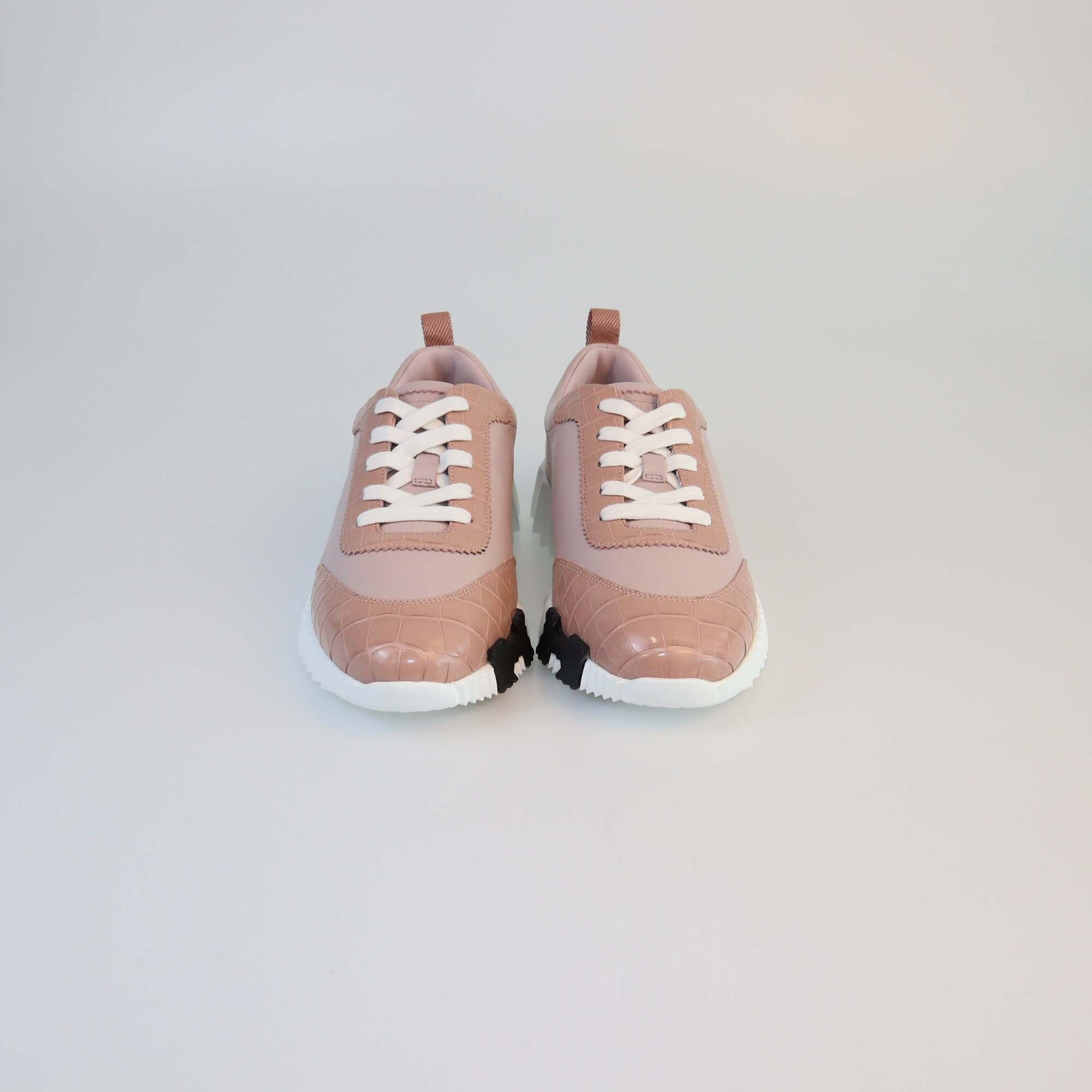 Hermes Rose Porche Alligator Bouncing Sneaker Womens Hermes 