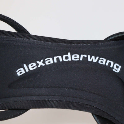 Alexander Wang Black Fabric Delphine 105 Logo Strap Pumps