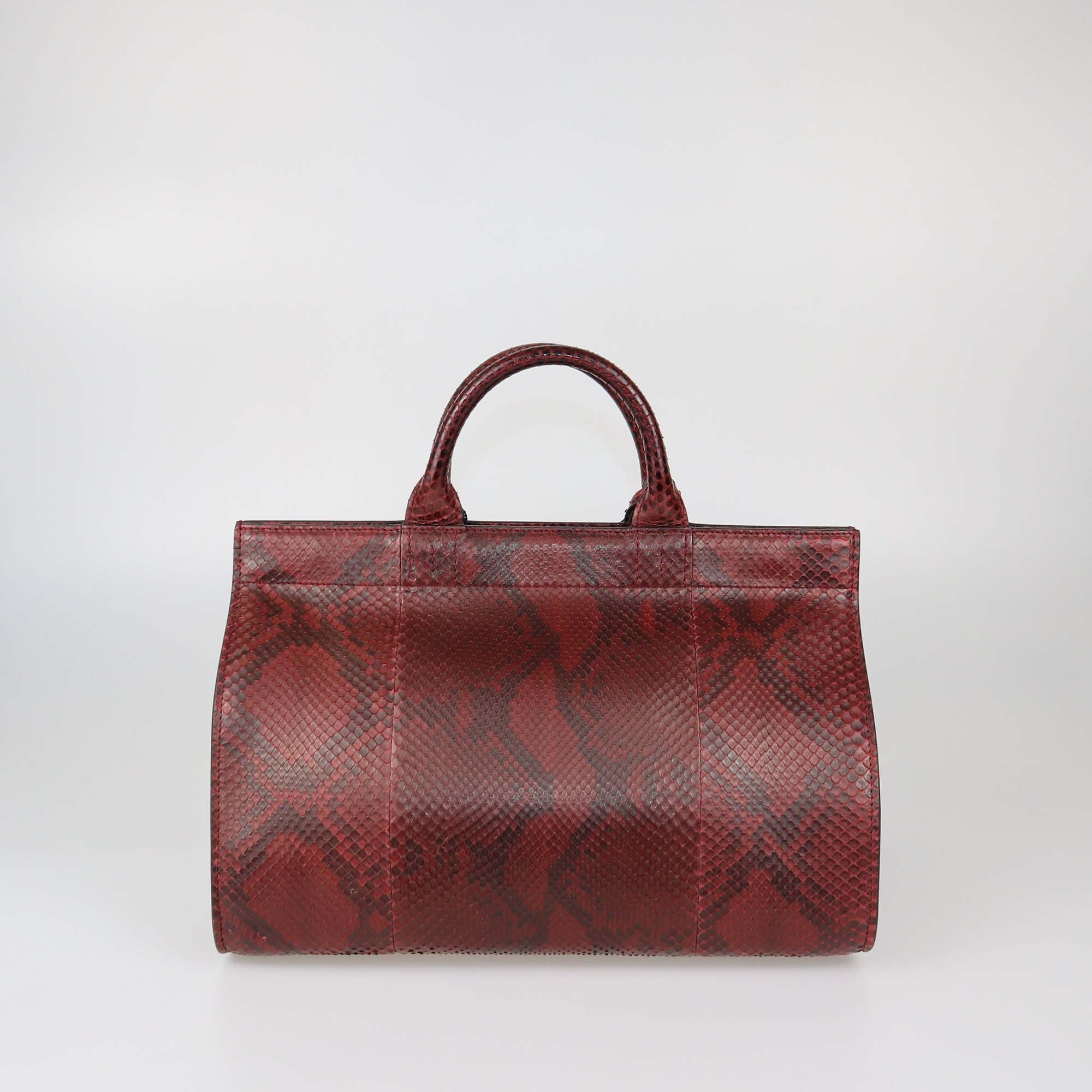Anya Hindmarch Red Python Stop Epshon Top Handle Bag