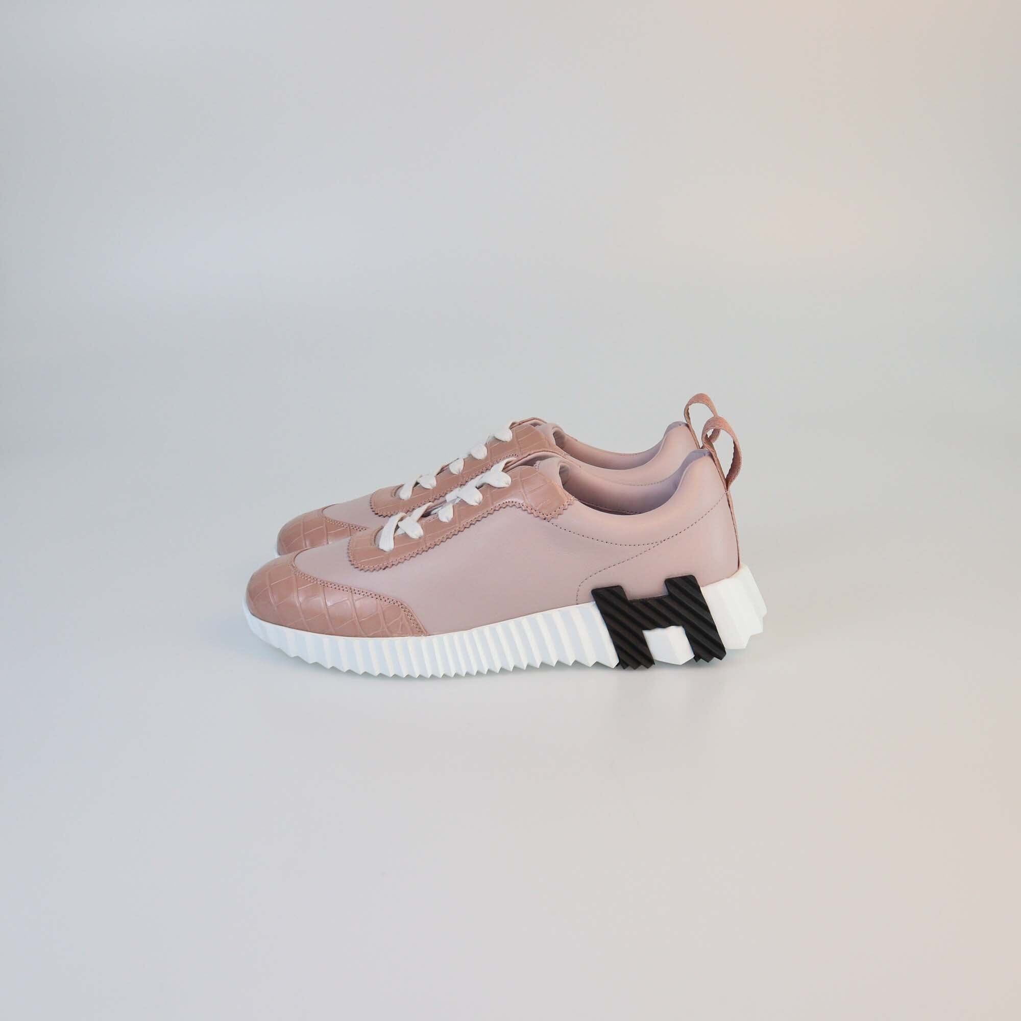 Hermes Rose Porche Alligator Bouncing Sneaker Womens Hermes 