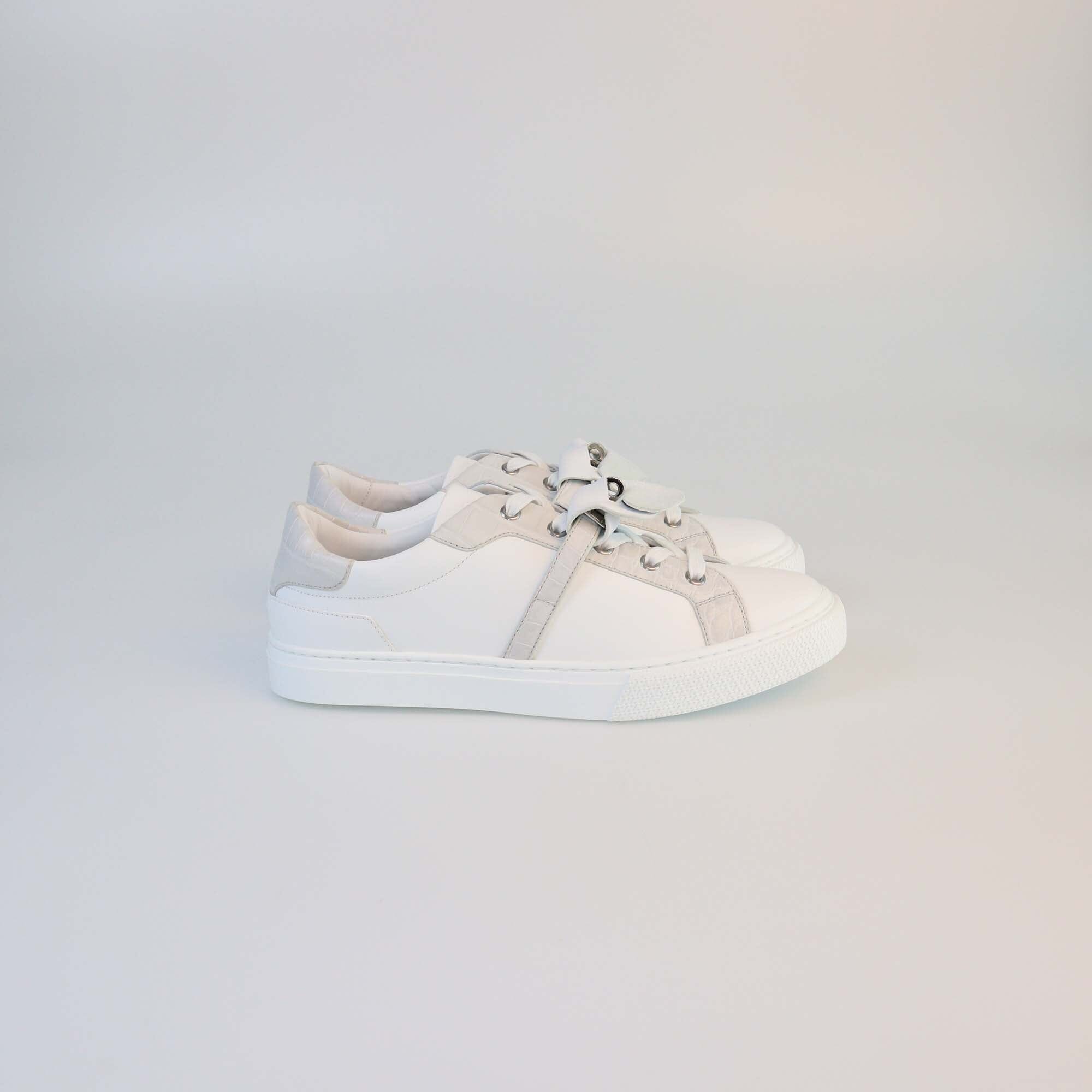 Hermes Blanc/Beige Glaise Alligator Day Sneakers Womens Hermes 