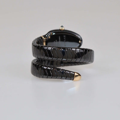 Bvlgari Black Ceramic 18K Rose Gold Serpenti Spiga 102735 Women's Watch 35mm Womens Bvlgari 