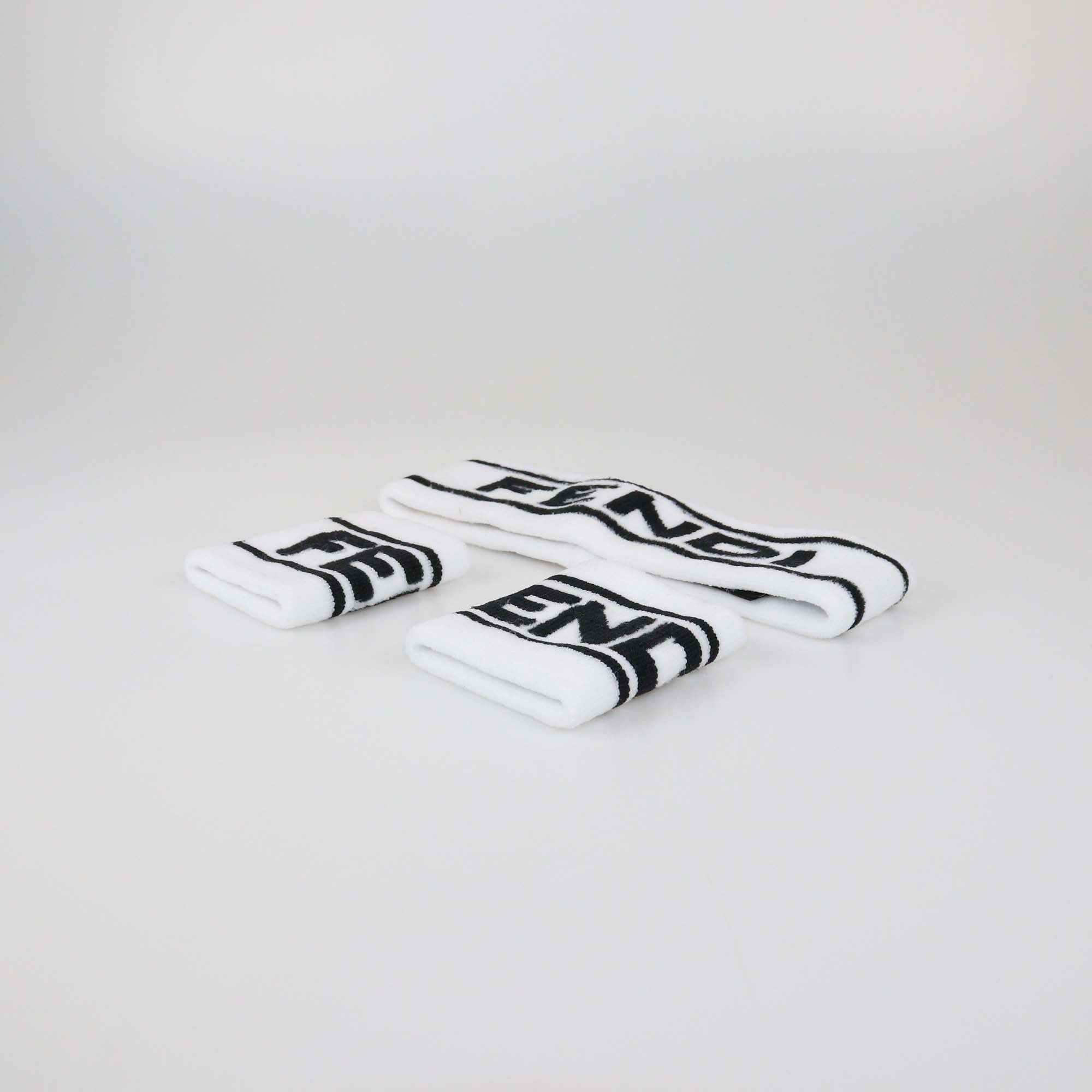 Fendi White/Black Polyamide Logo Tennis Band Set