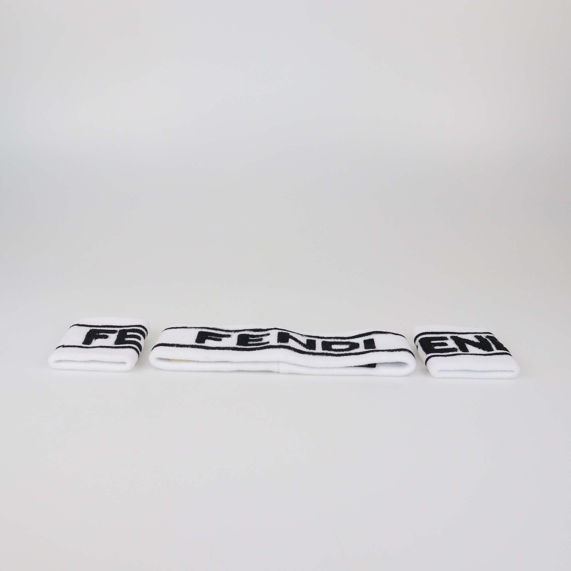 Fendi White/Black Polyamide Logo Tennis Band Set